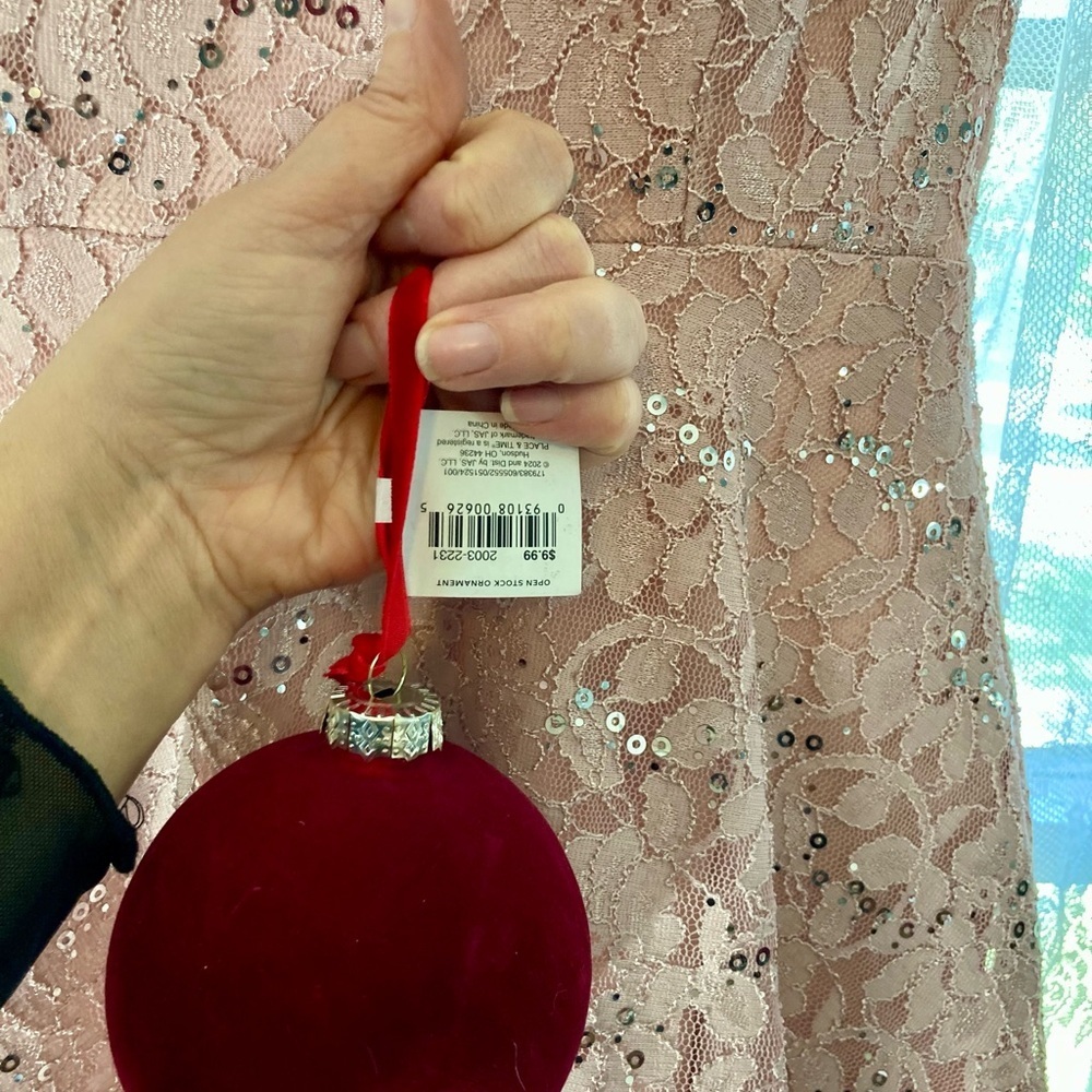 Place and Time Red Velvet Ornament New!